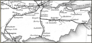 1840 - Railway - Southern England Network Map